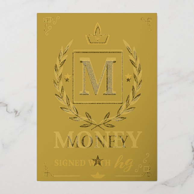 "Royal NMKY Emblem – Monogram M Crest Design" Foil Holiday Card (Front)