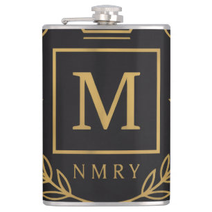 "Royal NMKY Emblem – Monogram M Crest Design" Hip Flask