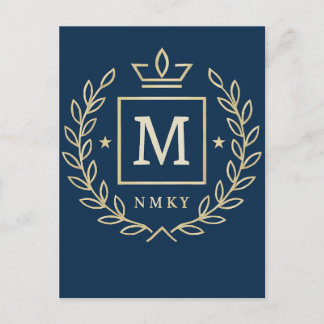 "Royal NMKY Emblem – Monogram M Crest Design" Holiday Postcard
