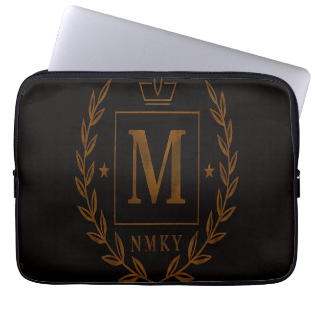 "Royal NMKY Emblem – Monogram M Crest Design" Laptop Sleeve (Front)