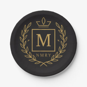 "Royal NMKY Emblem – Monogram M Crest Design" Paper Plate