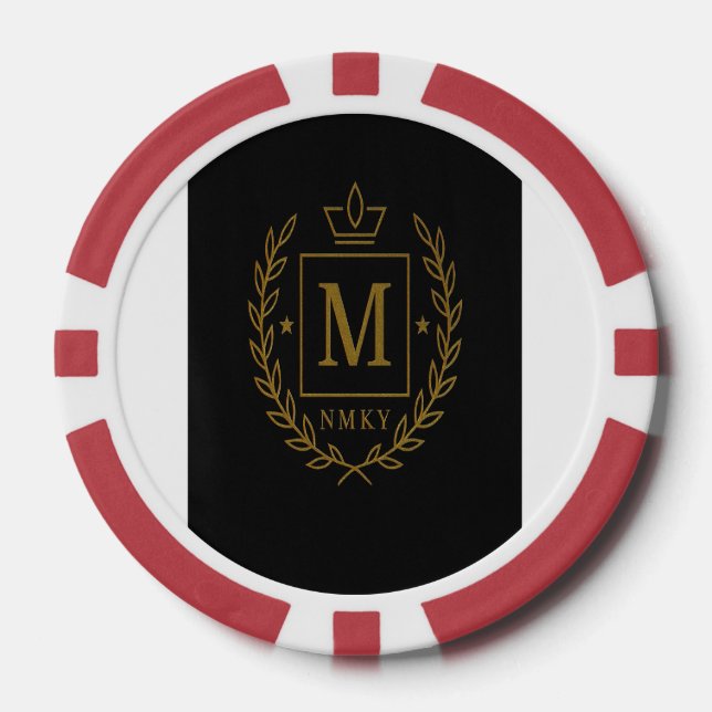 "Royal NMKY Emblem – Monogram M Crest Design" Poker Chips (Front)