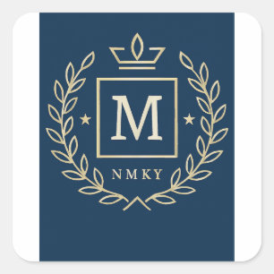 "Royal NMKY Emblem – Monogram M Crest Design" Square Sticker