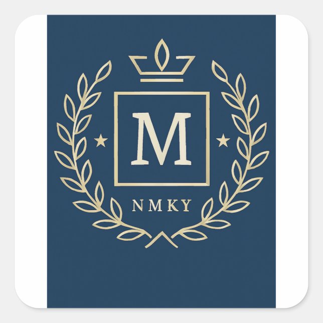 "Royal NMKY Emblem – Monogram M Crest Design" Square Sticker (Front)