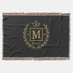 "Royal NMKY Emblem – Monogram M Crest Design" Throw Blanket