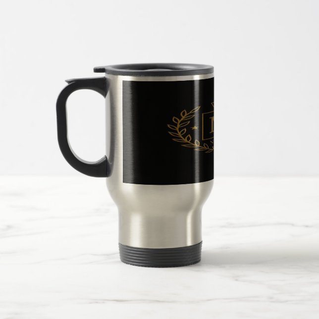 "Royal NMKY Emblem – Monogram M Crest Design" Travel Mug (Left)