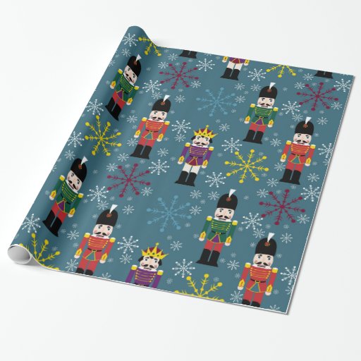 Image of Royal Nutcracker Gift Wrap, Blue Wrapping Paper