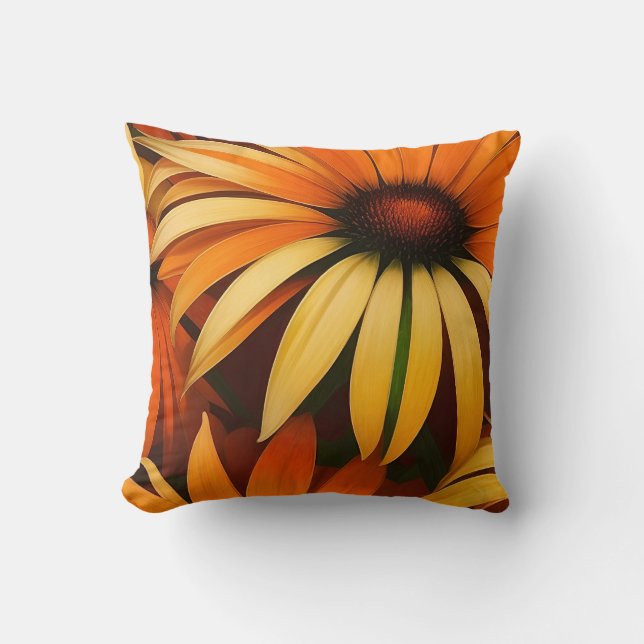 Royal Orange Coneflowers Cushion (Front)