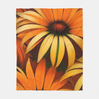Royal Orange Coneflowers Fleece Blanket