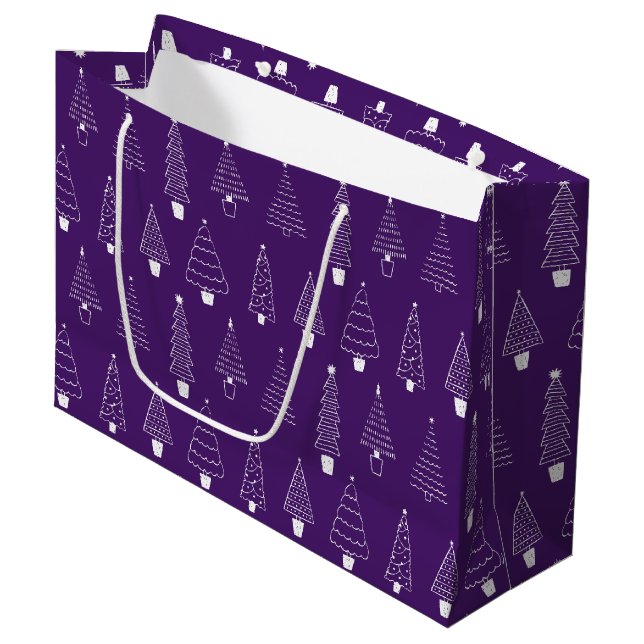 Royal Orchid Purple Christmas Winter Wonderland Large Gift Bag (Front Angled)