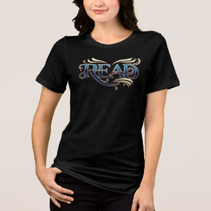 Royal Ornate Blue & Gold "READ" Masterpiece Tri-Blend Shirt