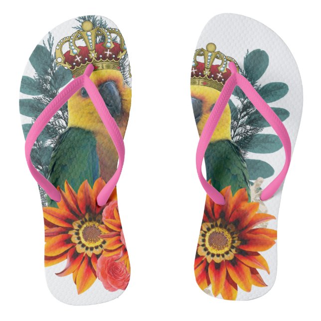 Royal Parrots Love Flip Flops (Footbed)