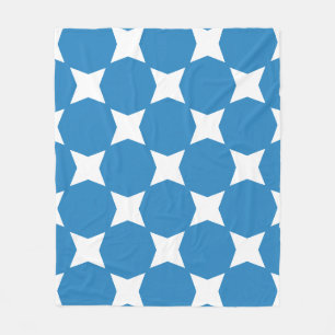 Royal Pastel Blue & White Star Pattern Design Fleece Blanket