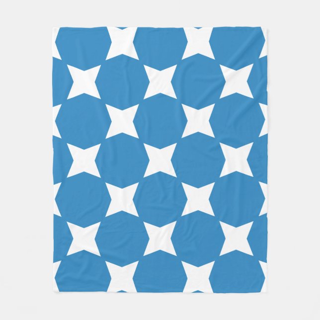 Royal Pastel Blue & White Star Pattern Design Fleece Blanket (Front)