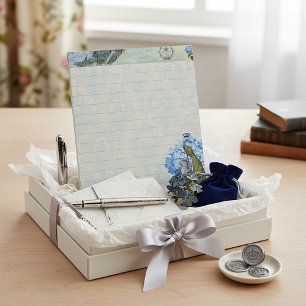 Royal peacock and hydrangea notepad