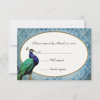 Royal Peacock Blue RSVP Card