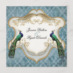 Royal Peacock Blue Wedding Invitation