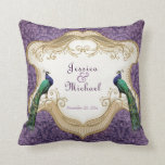 Royal Peacock (Purple) Personalised Anniversary Cushion<br><div class="desc">In some cultures the peacock is regarded as a guardian of royalty,  in others it represents kindness,  compassion and eternal life. This beautiful bird is a perfect symbol for marriage and new beginnings. See our entire Royal Peacock suite of products in several different colours.</div>