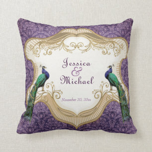 Royal Peacock (Purple) Personalised Anniversary Cushion