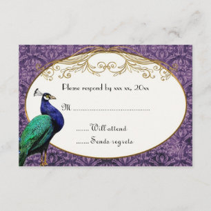 Royal Peacock Purple RSVP Card