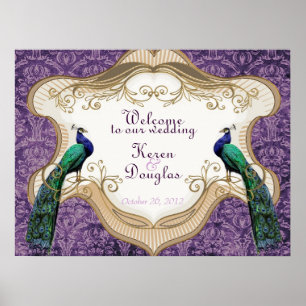 Royal Peacock Purple Wedding/Anniversary Poster