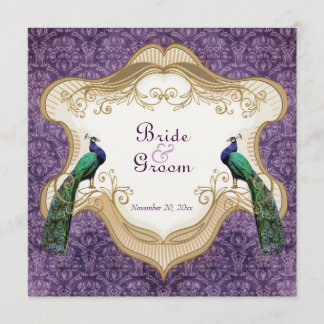 Royal Peacock Purple Wedding Invitation