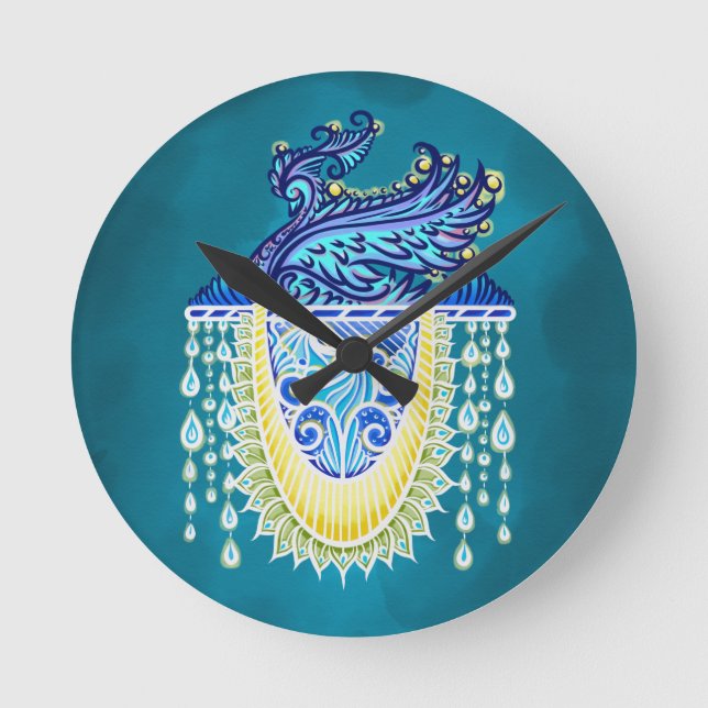 Royal Peacock Radiance Round Clock (Front)