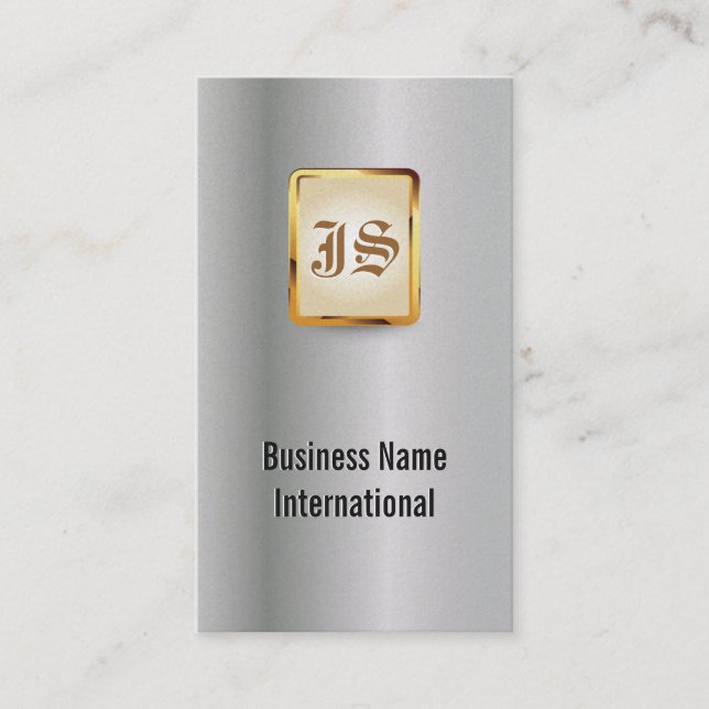 Royal Pearl White Gold Monogram Business Card (Front)