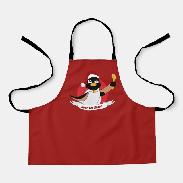 Royal penguin Christmas cartoon Apron (Front)