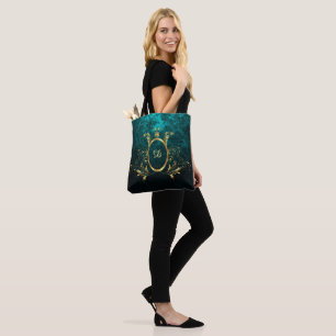 Royal Personalised Damask Turquoise Tote Bag