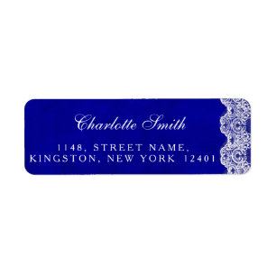 Royal Personalized Cobalt Lace Address Labels