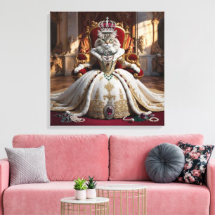 Royal Pet Queen Portrait - Luxurious Digital Art Canvas Print