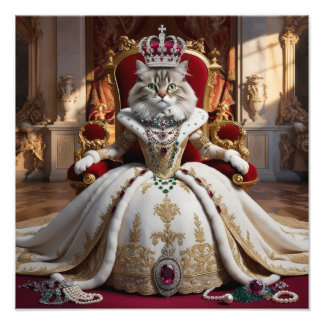 Royal Pet Queen Portrait - Luxurious Digital Art Photo Print