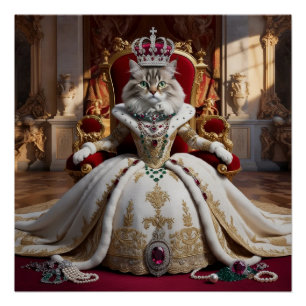 Royal Pet Queen Portrait - Luxurious Digital Art Poster