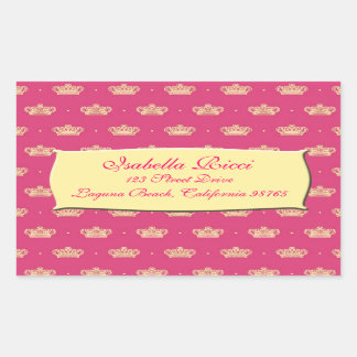 Royal Pink Crown Rectangular Sticker