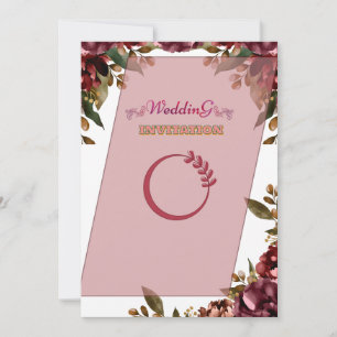 Royal Pink Floral Art Wedding Invitation