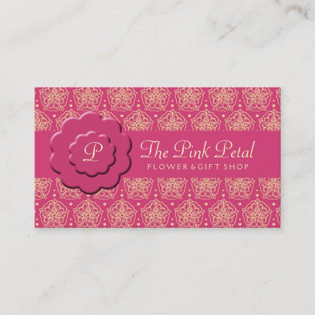 Royal Pink Flowers Business Card (Front)