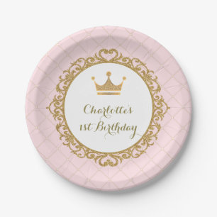 Royal Pink Gold Princess Birthday Party 7" Plate