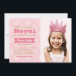 Royal Pink Gold Princess Photo Girls Birthday Invitation<br><div class="desc">Host a royal birthday celebration with this elegant pink and gold princess photo invitation. A glittery gold crown tops the design above "Royal Birthday Celebration" in beautiful script, with a ribbon banner showcasing the princess's name. Your child's photo is framed on the right alongside a soft pink background with warm...</div>