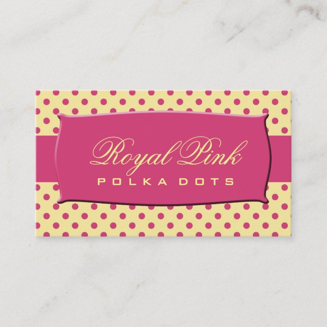 Royal Pink Polka Dots Business Card (Front)