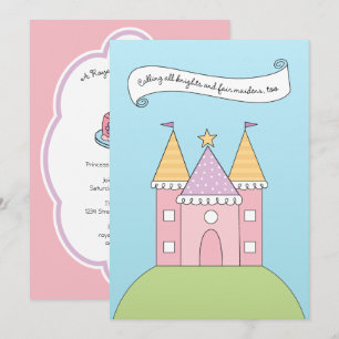 Royal Pink Princess Castle Birthday Party Invitation