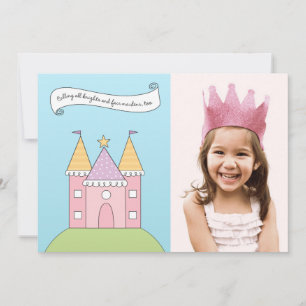 Royal Pink Princess Girl Photo Birthday Party Invitation