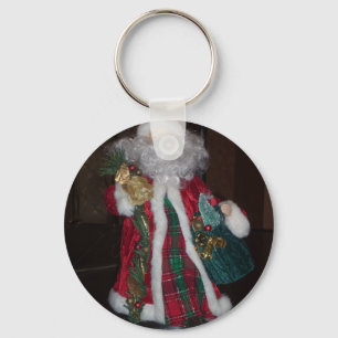 Royal Plaid Hohoho Santa Merry Christmas  Key Ring