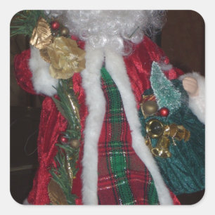 Royal Plaid Hohoho Santa Merry Christmas  Square Sticker