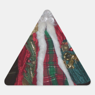 Royal Plaid Hohoho Santa Merry Christmas  Triangle Sticker