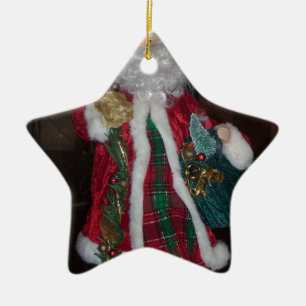 Royal Plaid Santa Collection. Ceramic Tree Decoration