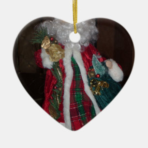 Royal Plaid Santa Collection. Ceramic Tree Decoration