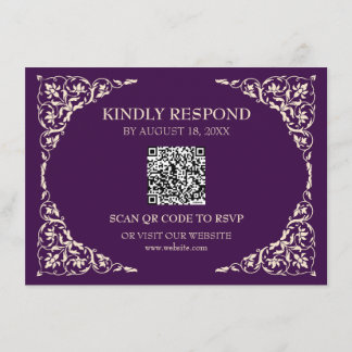 Royal Plum QR RSVP Card