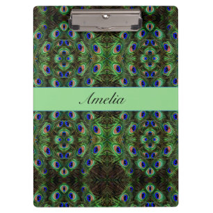 Royal Plumage - Luxe Peacock Feather Pattern Clipboard