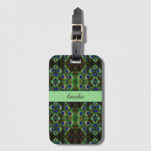 Royal Plumage - Luxe Peacock Feather Pattern Luggage Tag